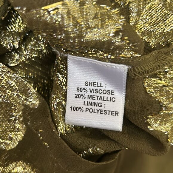 NWOT Mille Charlotte Long Sleeve Metallic Pleated Blouse in Gold Leaf size XXS - Picture 16 of 16